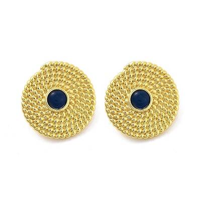 Rack Plating Flat Round Brass Stud Earrings