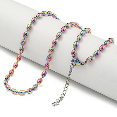 PVD Vacuum Plating 304 Stainless Steel Oval Link Chain Necklaces