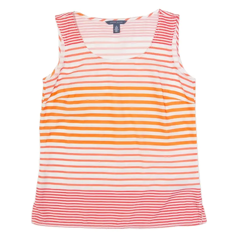 TOMMY HILFIGER Womens Printed Vest White Sleeveless Striped XS