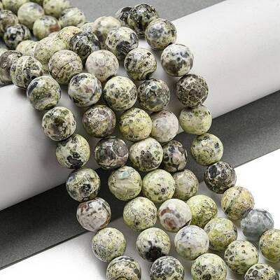 Faceted Natural Fire Crackle Agate Beads Strands