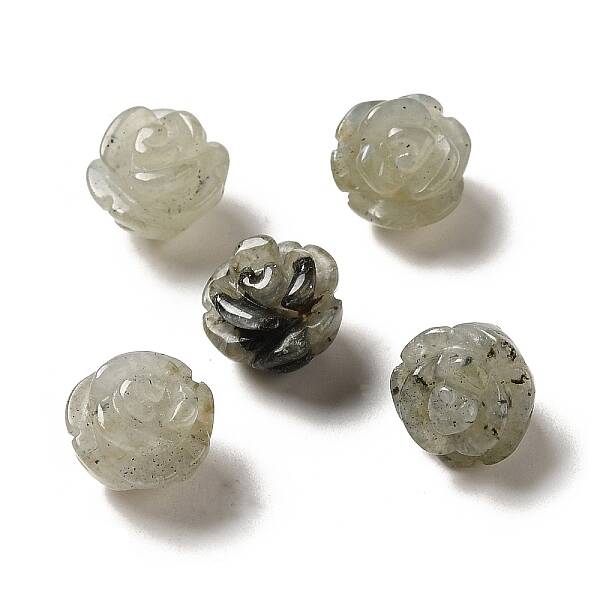 Natural Labradorite Carved Flower Scattered Beads
