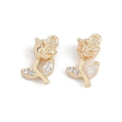 Brass Micro Pave Clear Cubic Zirconia Pendants