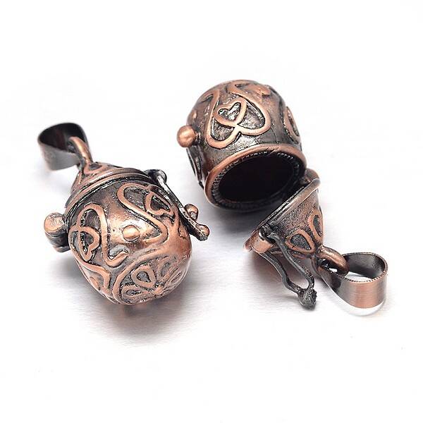 Carved Pot Rack Plating Brass Prayer Box Pendants