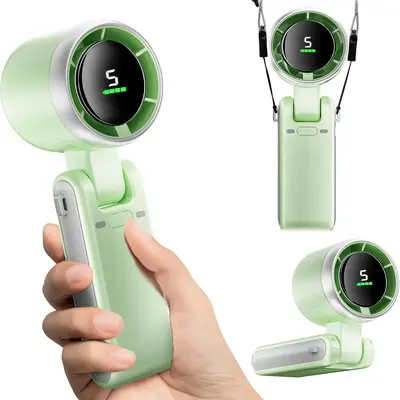 Portable Rechargeable Handheld Turbo Fan, 5 Gear Wind, 15500RPM, 4000mAh Battery Operated, Up to 10 Working Hours, 3 IN 1 Han...