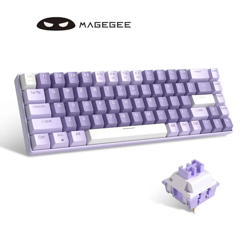 MageGee MK-BOX 65% Portable Mechanical Gaming Keyboard with Switch, LED Backlit Compact 68 Keys Mini Wired Office Keyboard fo...