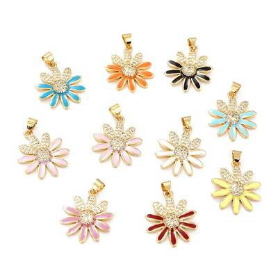 Real 18K Gold Plated Brass Micro Pave Cubic Zirconia Pendants