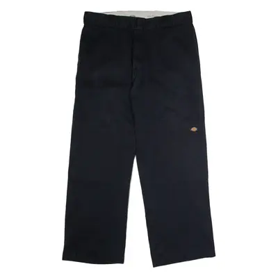DICKIES Workwear Mens Twill Trousers Black Loose Straight W36 L30