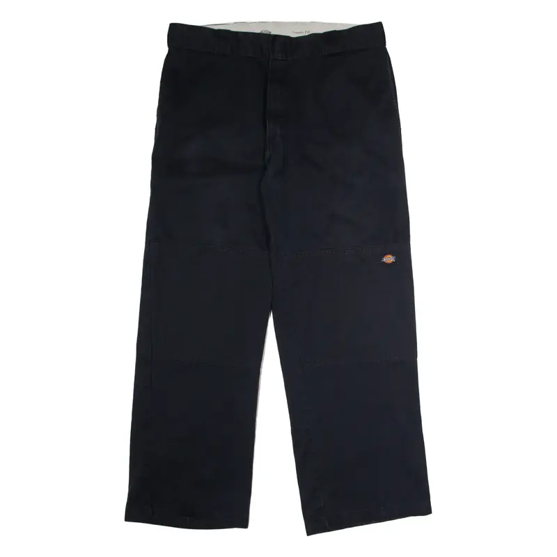 DICKIES Workwear Mens Twill Trousers Black Loose Straight W36 L30