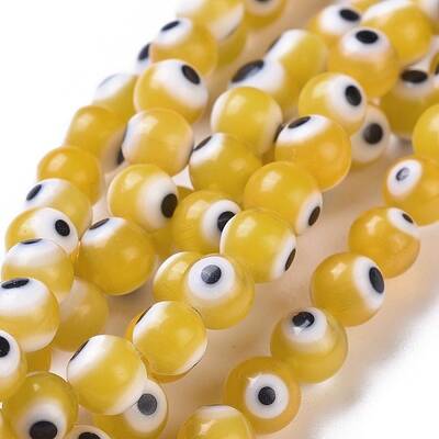 Handmade Evil Eye Lampwork Round Bead Strands