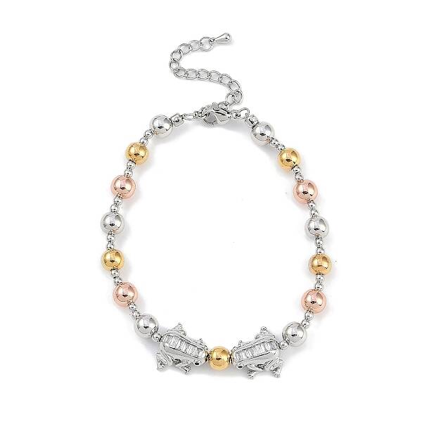 Rack Plating Brass Micro Pave Cubic Zirconia Beaded Bracelets