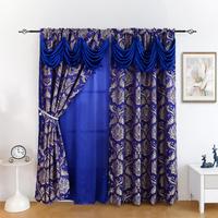 Luxury double - layer jacquard blackout curtains with valance, two - piece set (52 inches wide, 84 inches long). Floral curta...