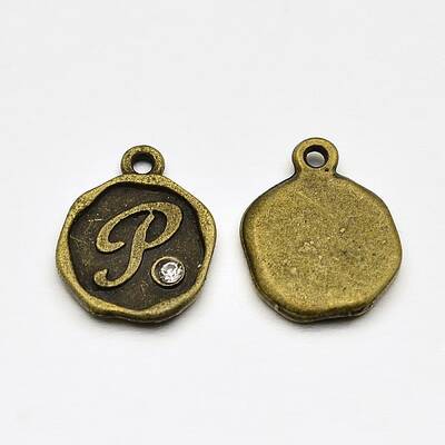 Antique Bronze Plated Alloy Rhinestone Charms