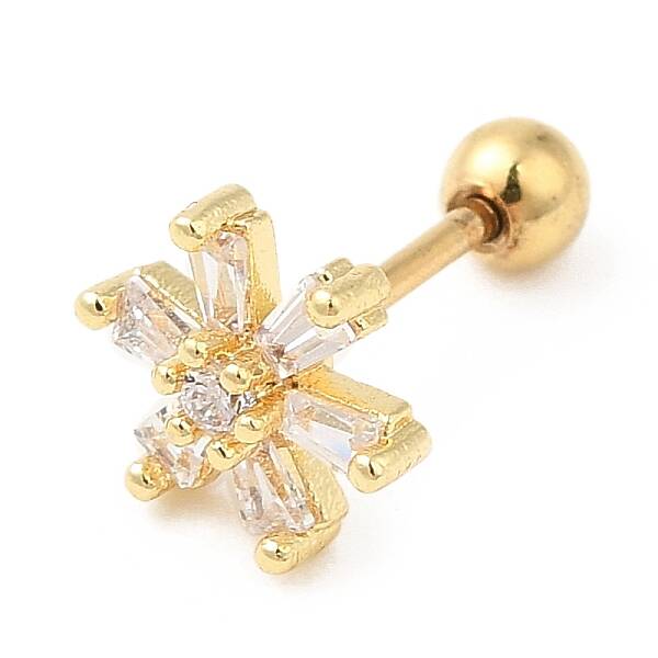 Brass Micro Pave Clear Cubic Zirconia Stud Earrings