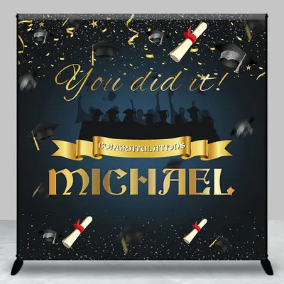You Did It Dark Custom Name Graduation Backdrop - Aperturee