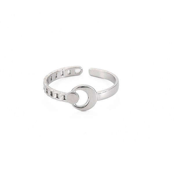 Non-Tarnish 304 Stainless Steel Moon Open Cuff Ring for Women