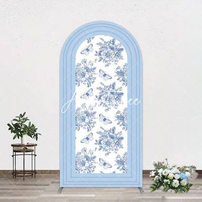 Aperturee Blue White Porcelain Happy Birthday Arch Backdrop, 1.6X4FT(0.5X1.2M), 38.18 USD, arch backdrop kit, YMGD9M51-A