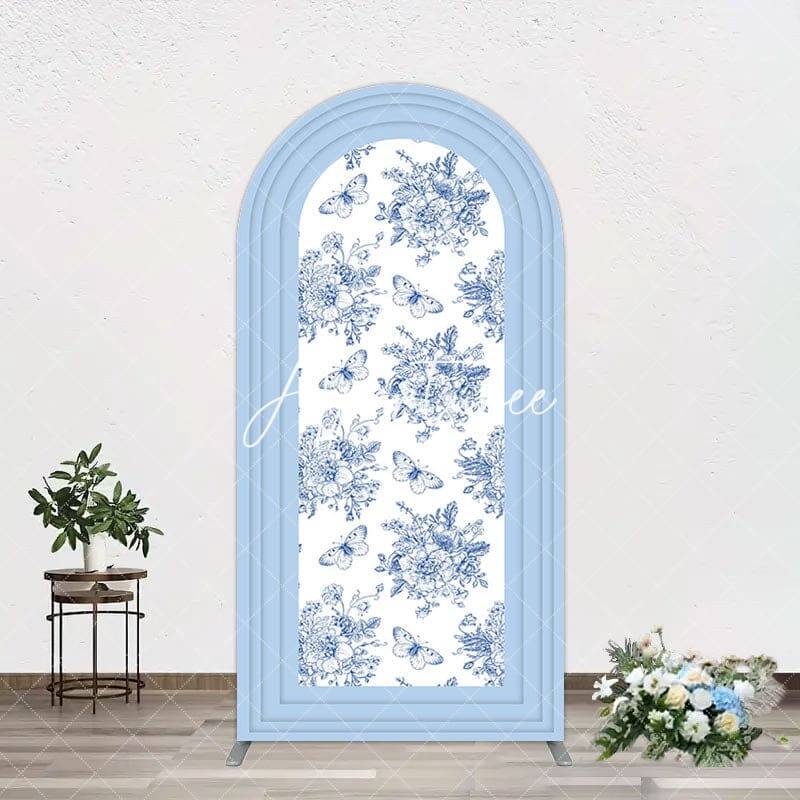 Aperturee Blue White Porcelain Happy Birthday Arch Backdrop, 1.6X4FT(0.5X1.2M), 38.18 USD, arch backdrop kit, YMGD9M51-A