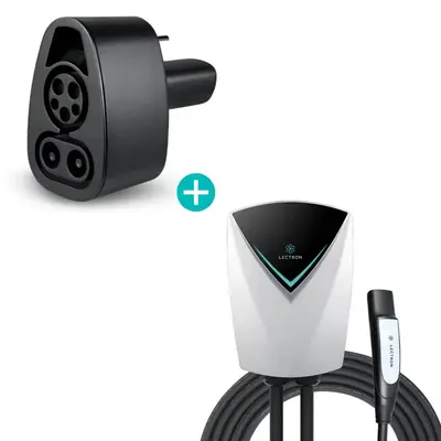 Lectron CCS to Tesla EV Adapter (300A / 500V) + Level 2 NACS Tesla V-BOX Pro (48A / 240V / NEMA 14-50) EV Charging Station Bu...