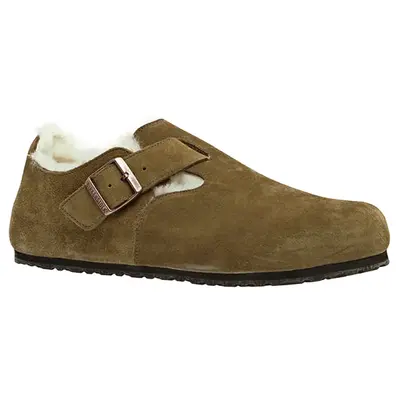 Birkenstock London Shearling Suede Unisex Slip On Shoes - Shearling Tea - Size:US 9 Women / 7 Men