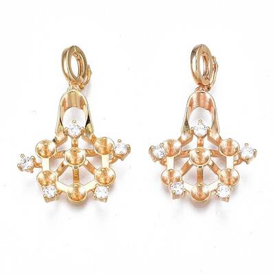 Brass Micro Pave Clear Cubic Zirconia Peg Bails Pendants