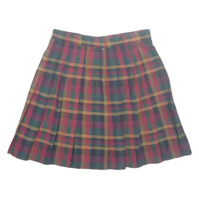 BENTLEY Womens Pleated Skirt Red Knee Length Check M