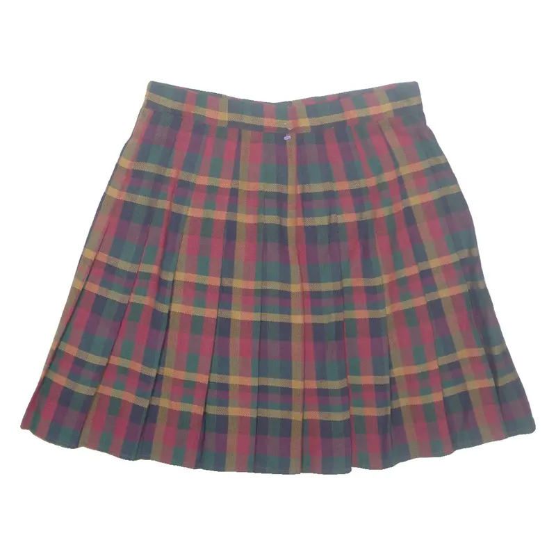 BENTLEY Womens Pleated Skirt Red Knee Length Check M