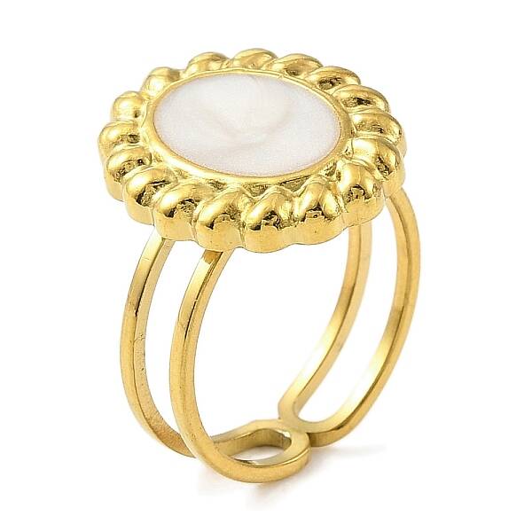 304 Stainless Steel Enamel Open Cuff Rings for Women