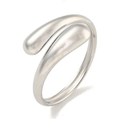 Non-Tarnish 304 Stainless Steel Teardrop Open Cuff Ring for Women