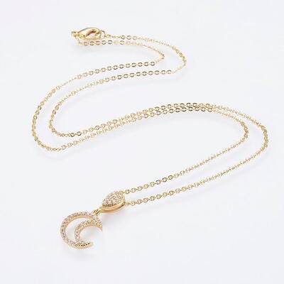 Brass Micro Pave Cubic Zirconia Pendant Necklaces