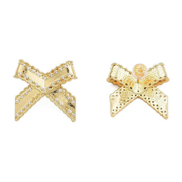 Cubic Zirconia Bowknot Stud Earrings