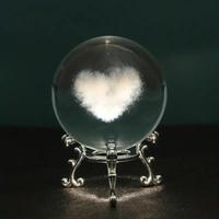 Heart Shape Cloud Decorative Glass Ball with Holder, Design Glass Crystal Ball & Holding Rack, Home Decor, Summer Gift Ideas
