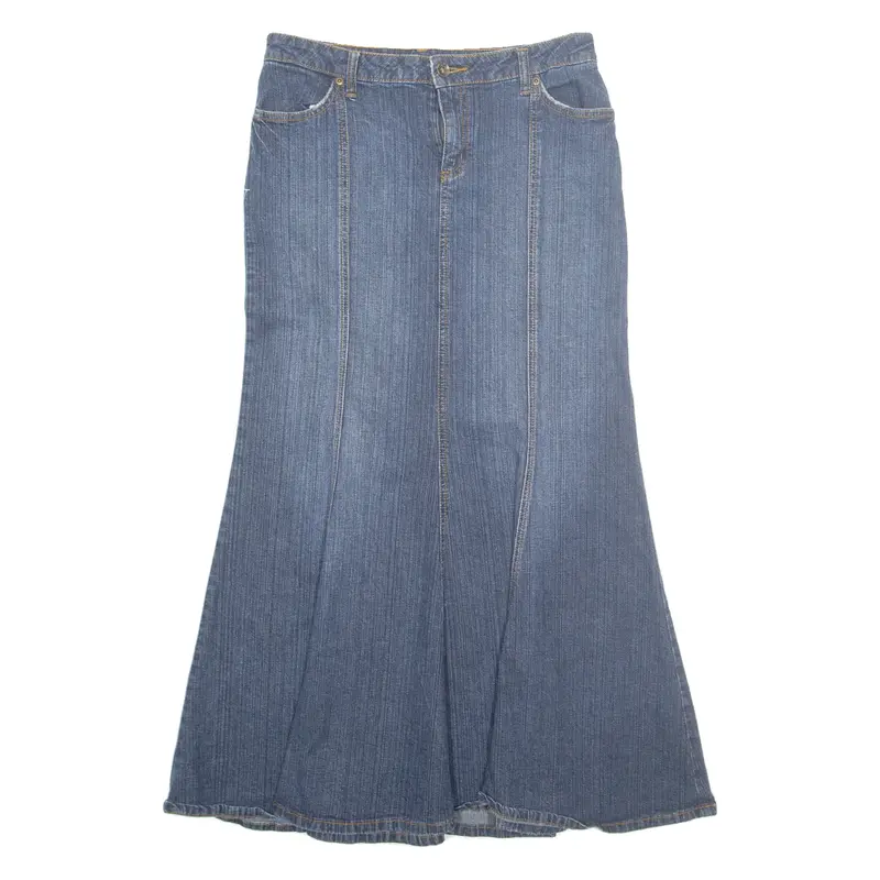 A.N.A Womens Peasant Skirt Blue Long Denim UK 6