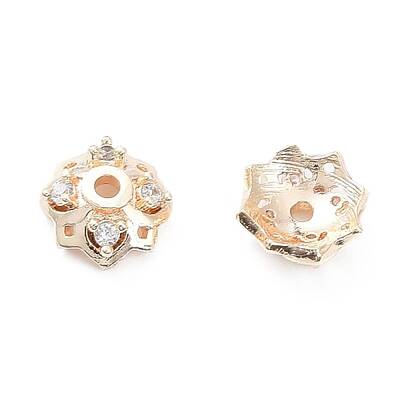 Brass with Clear Cubic Zirconia Bead Caps