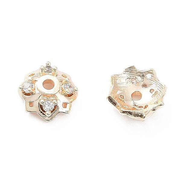 Brass with Clear Cubic Zirconia Bead Caps