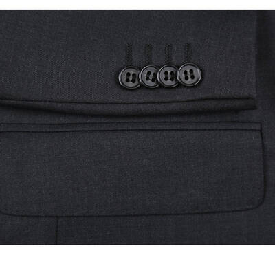 Charcoal Grey Slim Fit Wool Suit for Men - Basic Two Button Style with Optional Vest