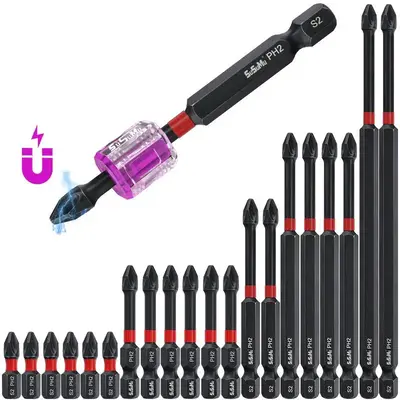 Magnetic Screwdriver Set, Non-slip Screwdriver Bit Set for Impact Electric Tool, Long Magnetic Phillips Screwdriver