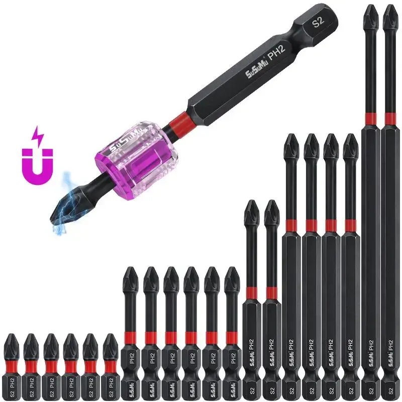 Magnetic Screwdriver Set, Non-slip Screwdriver Bit Set for Impact Electric Tool, Long Magnetic Phillips Screwdriver
