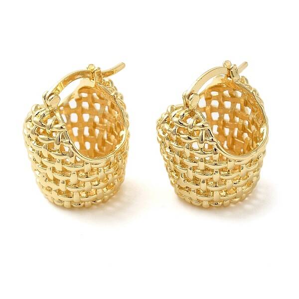 Hollow Basket Brass Hoop Earrings for Women