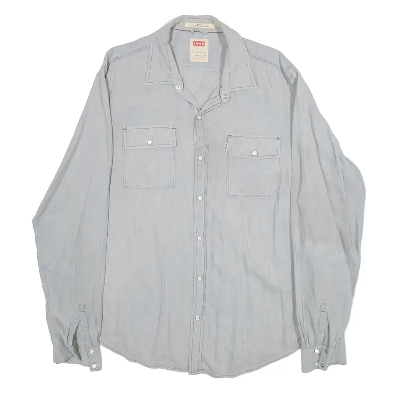LEVI'S Plain Shirt Grey Long Sleeve Mens XL