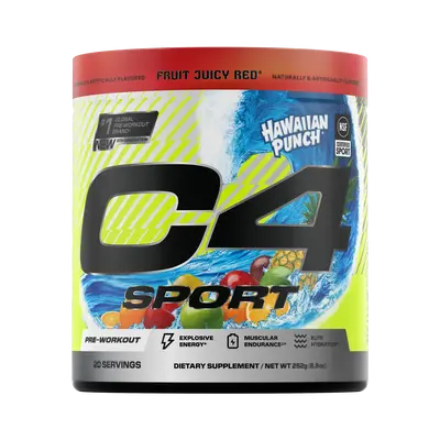 C4 Sport Pre Workout Powder Hawaiian Punch Fruit Juicy Red - 20 Servings