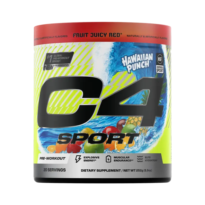 C4 Sport Pre Workout Powder Hawaiian Punch Fruit Juicy Red - 20 Servings