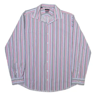 PIERRE CARDIN Mens Shirt White Striped Long Sleeve L