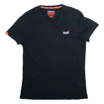 SUPERDRY Mens T-Shirt Blue V-Neck XL