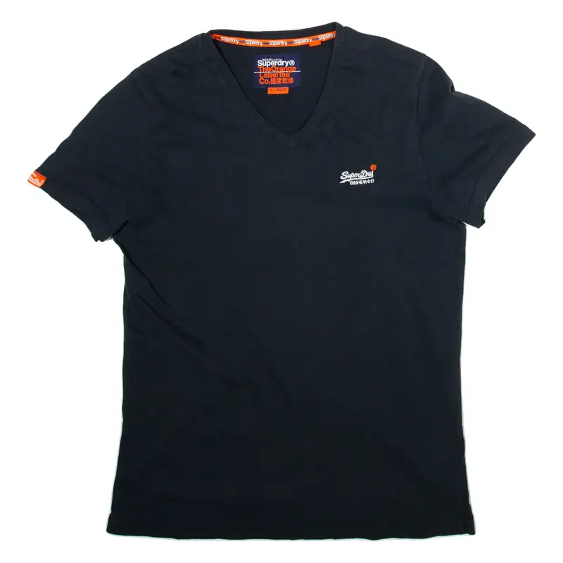 SUPERDRY Mens T-Shirt Blue V-Neck XL