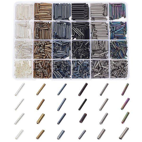 2165Pcs 24 Style Glass Bugle Beads
