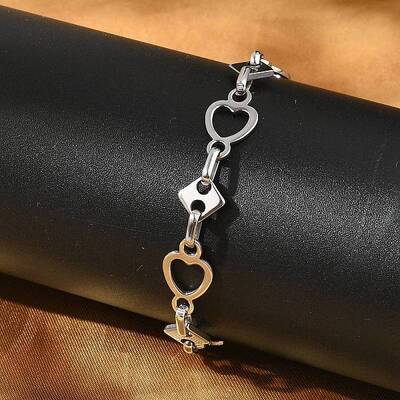 304 Stainless Steel Heart Link Chains Bracelets for Men & Women