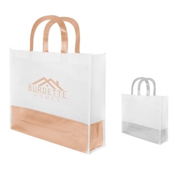 150 Custom Flair Metallic Accent Non-Woven Tote Bag - Water ...