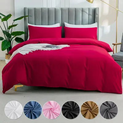 Solid Color Duvet Cover Set, 2/3 Counts Including 1 Duvet Cover & 1/2 Pillowcase without Filler, Soft Comfortable Bedding Set...