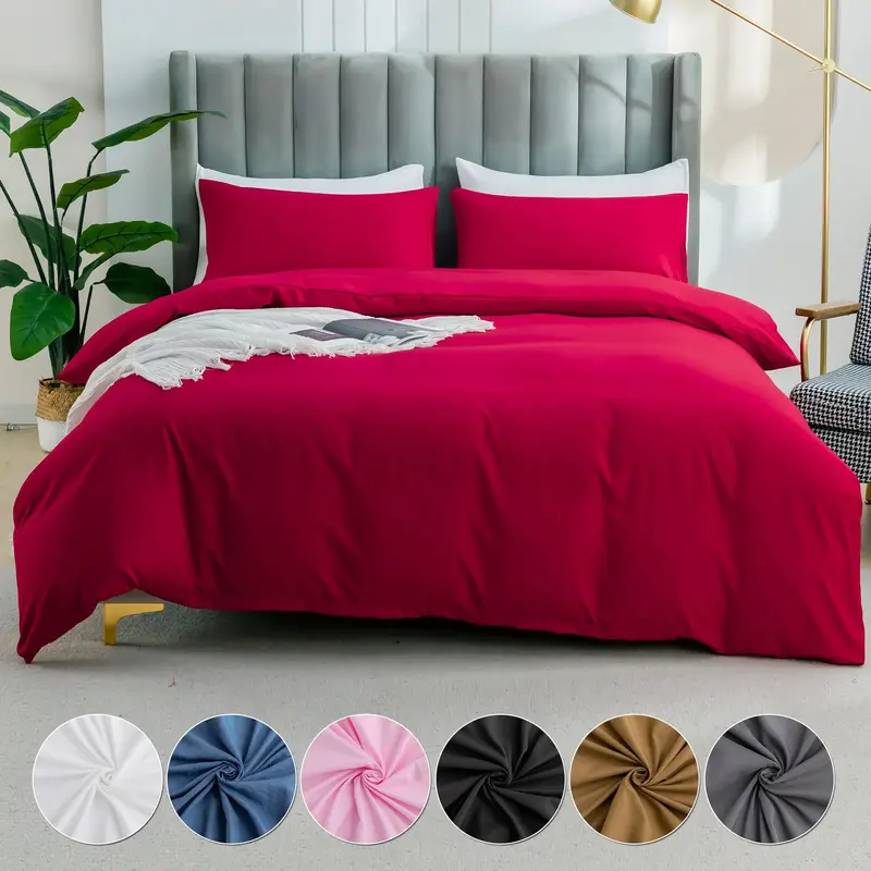 Solid Color Duvet Cover Set, 2/3 Counts Including 1 Duvet Cover & 1/2 Pillowcase without Filler, Soft Comfortable Bedding Set...