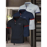 Men's Letter Print Contrast Trim Polo Shirt, Regular Fit Casual Short Sleeve Top for Summer, Polo Shirts Men, Men's Clothes f...